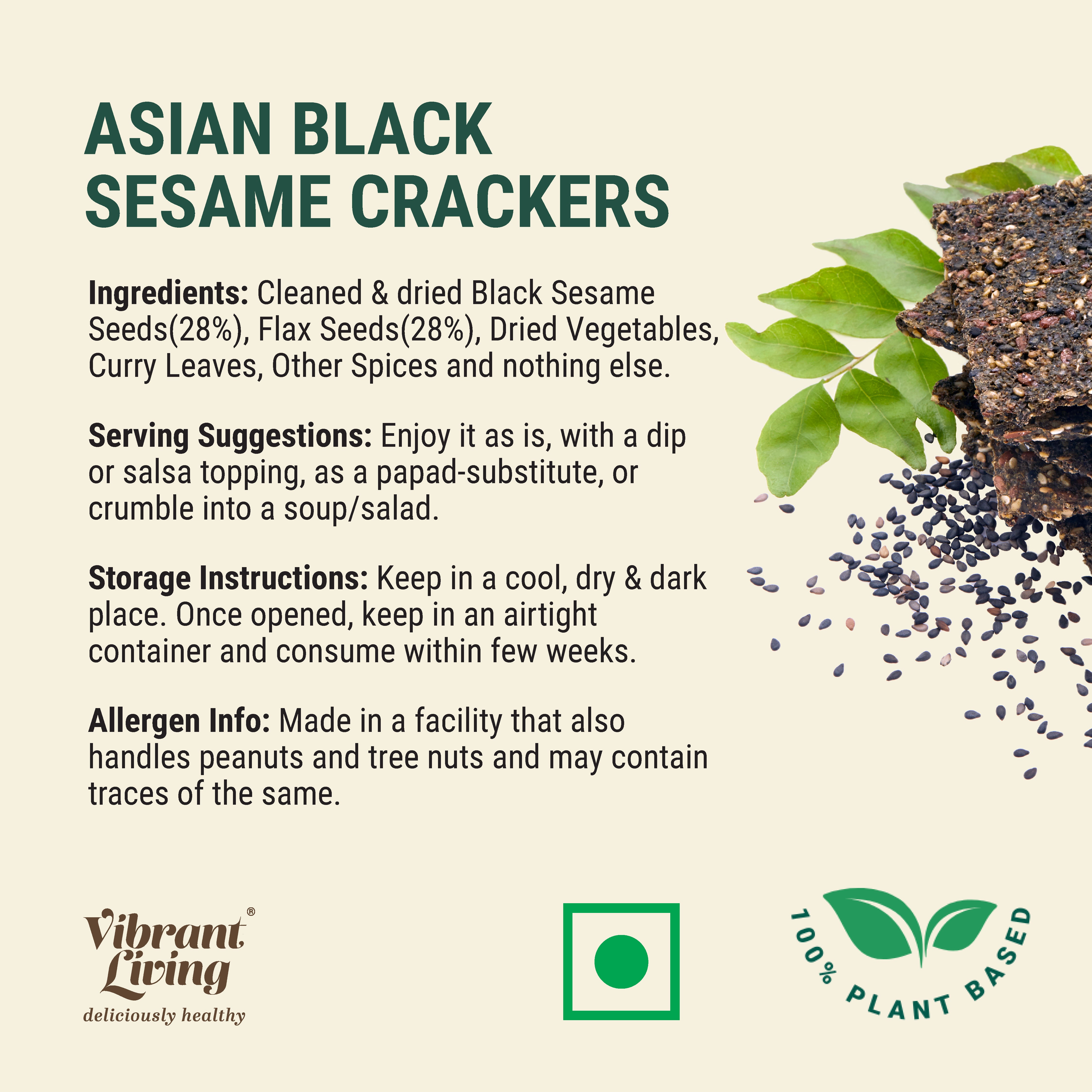 Asian Black Sesame & Curry Leaf Crackers