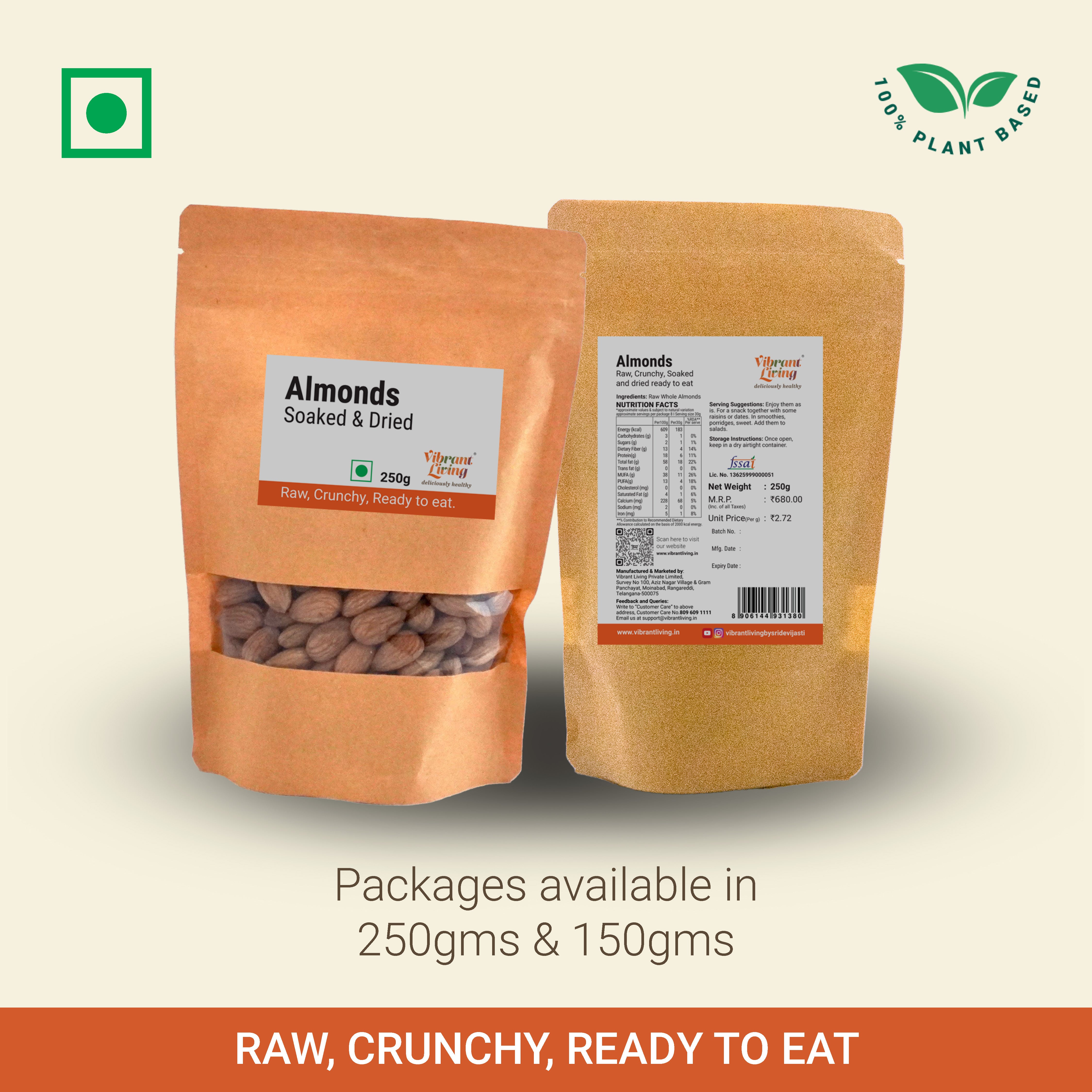 Almonds (Soaked & Dried)