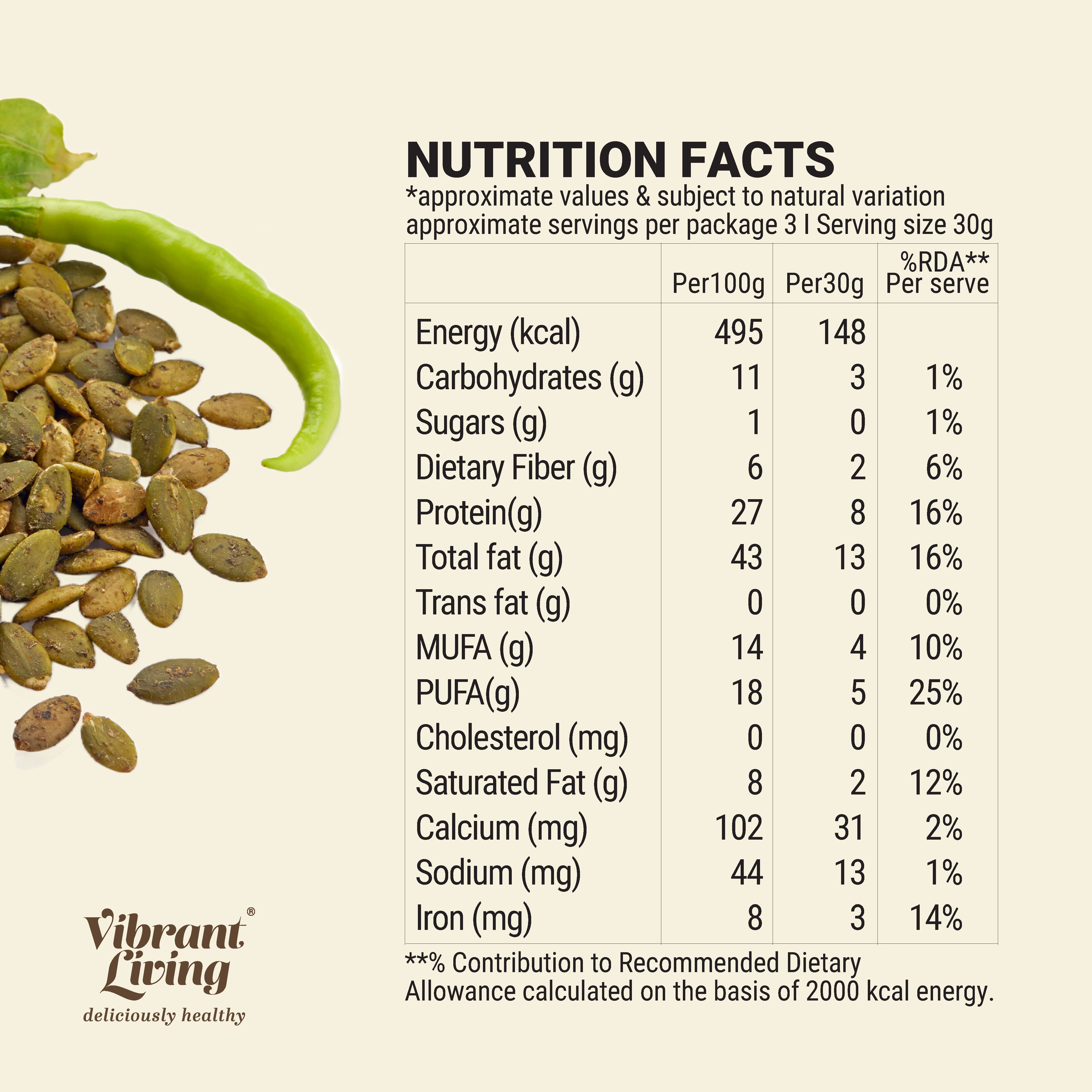 Moringa Spiced Pumpkin Seeds